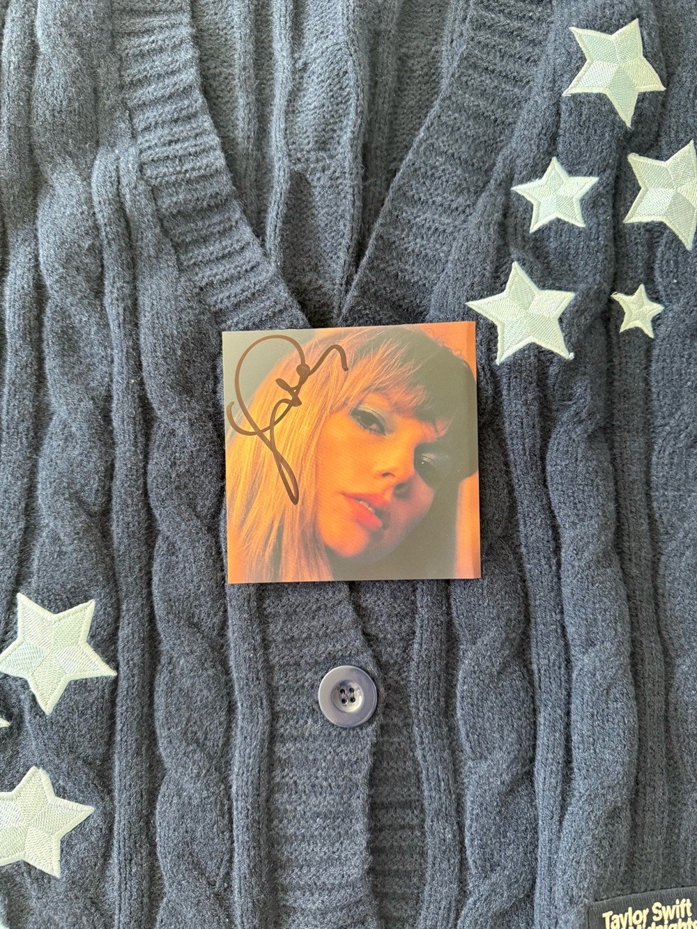 Taylor Swift: SIGNED Midnights art card w/Mahogany Edition CD + Cardigan
